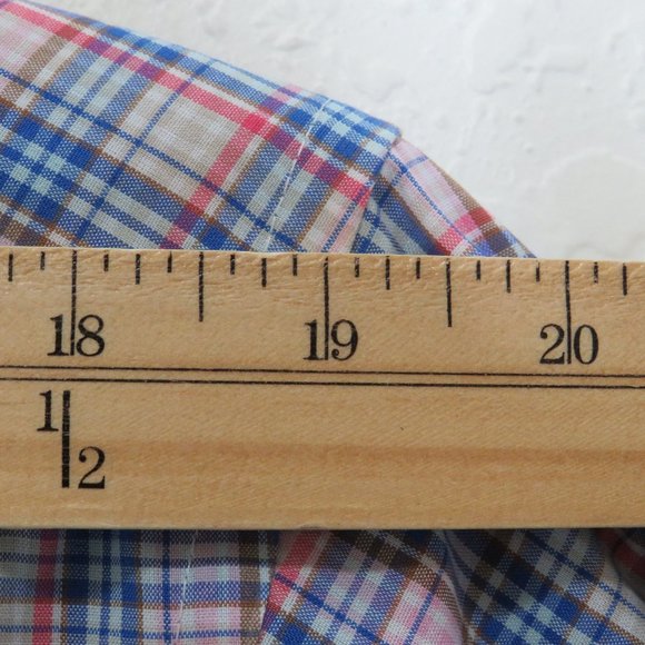 Egara* Men's Long Sleeve Button Down Curved Hem‎ Plaid Dress Shirt ~ Size Large - Picture 6 of 11